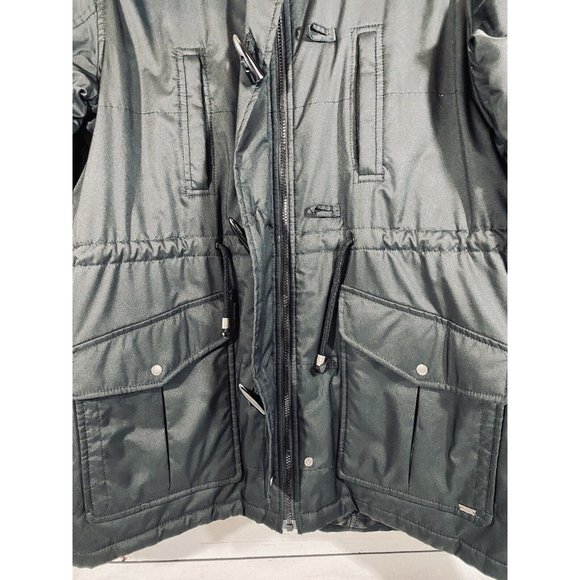 Levis Mens Puffy Long Car Coat Black Full Zip Mens Size XL Jacket Warm Pockets - Picture 6 of 12